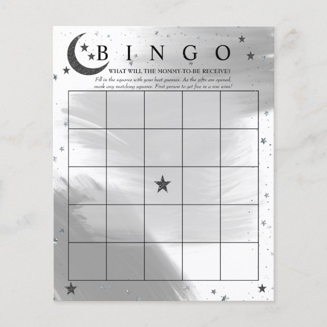 Maan Sterren | Bingo | Baby Shower Spellen (Voorkant)