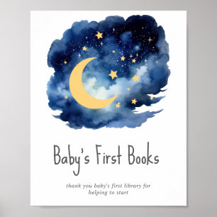 Maan & Sterren Boeken voor Baby Shower Bord Poster