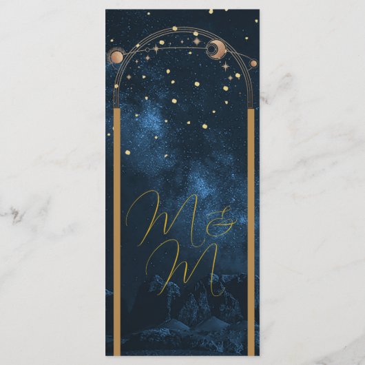 Maan Sterren Celestial Sky Modern Elegant Bruiloft Programma (Achterkant)
