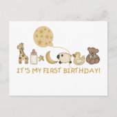 Maan, sterren en dieren Eerste verjaardag Briefkaart (Voorkant)