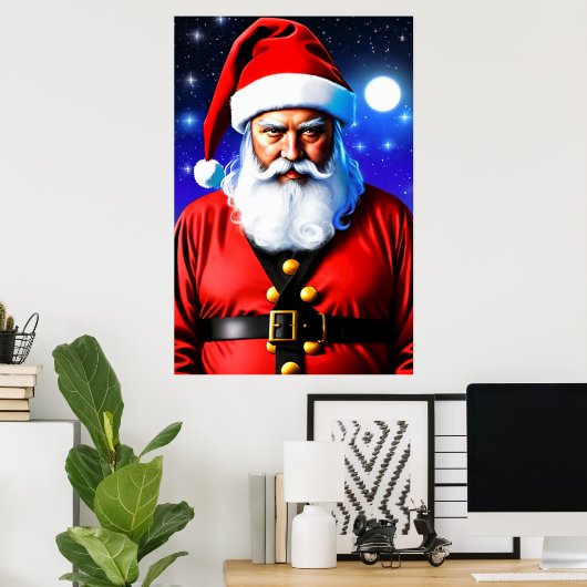 Maan, sterren en Sinterklaas | AI Art Poster (Thuiskantoor)