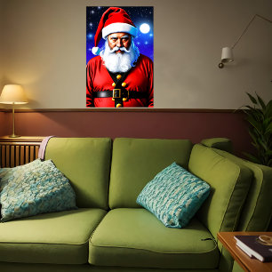 Maan, sterren en Sinterklaas AI Art Poster