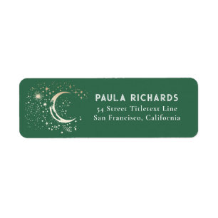 Maan Sterren Hemelse Mystieke Nacht Sky Green Etiket