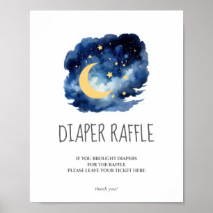 Maan & Sterren Luiers Verloting Baby Borrel Bord Poster