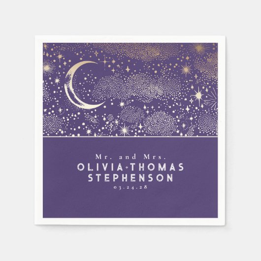 Maan Sterren Nacht Sky Mystiek Romantisch Servet (Voorkant)