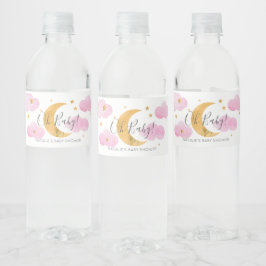 Maan & Sterren Roze Waterlabel Waterfles Etiket