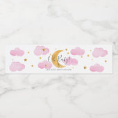 Maan & Sterren Roze Waterlabel Waterfles Etiket (Enkel label)