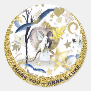 *~* Maan Sterren Sprookje Glitter Castle Ronde Sticker