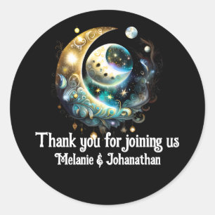Maan sterren sterrenhemel heksennacht fasen chic ronde sticker