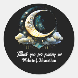 Maan sterren sterrenhemel nacht hemels lunair chic ronde sticker