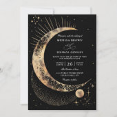 Maan Sterrennacht Boho Budget QR Code Trouwen Kaart (Voorkant)