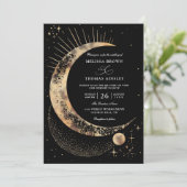 Maan Sterrennacht Boho Budget QR Code Trouwen Kaart (Staand voorkant)