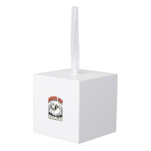 Maan uit Bezem uit Vintage Halloween Heks Ontwerp Kubus Ornament