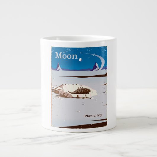 Maan - vintage Sciencefiction-reisposter Extra Grote Mok (Voorkant)