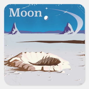 Maan - vintage Sciencefiction-reisposter Vierkante Sticker