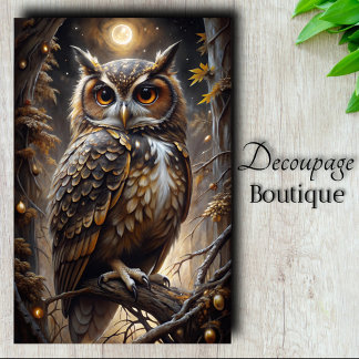 Maan Waarnemer Uil Decoupage Tissuepapier