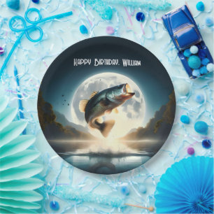 Maan Water & Bass Leaping Papieren Bordje
