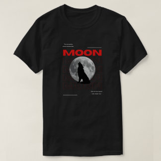Maan Wolf Grafisch Zwart Esthetisch T-Shirt