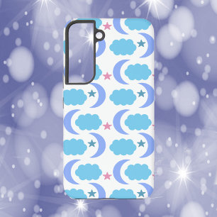 Maan Wolk Sterren Blauw Paars Roze Samsung Galaxy Hoesje