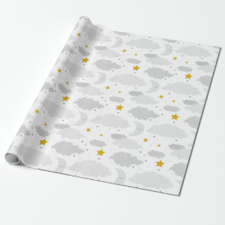 Maan, Wolken en Sterren Baby shower Cadeaupapier