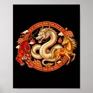 Maan Zodiac Draak Tijger Paard Harmonie Chinees Ni Poster