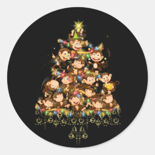 Maanaapse kerstboomluiden Vakantiedagen Ronde Sticker