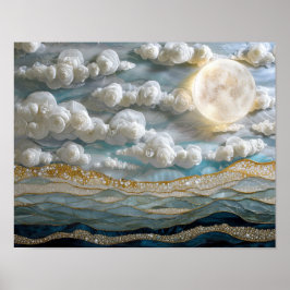 Maanbloesems: Gestructureerde Elegantie Poster