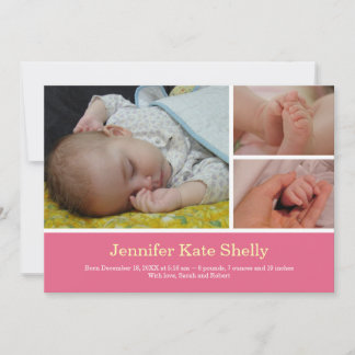 Maand 3 foto roze baby geboorteaankondiging aankondiging
