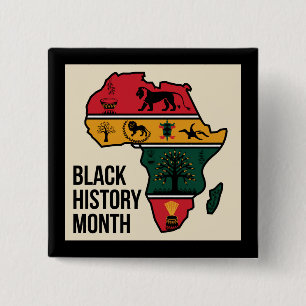 Maand Afrikaanse kaart zwarte geschiedenis Vierkante Button 5,1 Cm