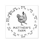 Maand en datum Rustic Chicken Egg Zelfinktende Stempel (Design)