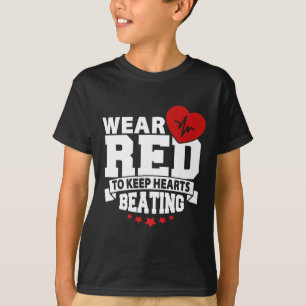 Maand hartgezondheid - Draag rood - hartziekte oor T-shirt