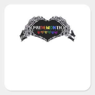 Maand Skelet Hart Handen LGBTQIA Vierkante Sticker