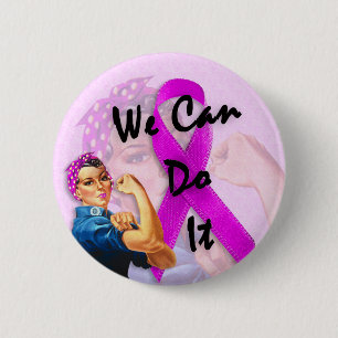 Maand van borstkanker, Rosie de Riveter Ronde Button 5,7 Cm