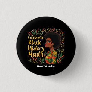 Maand van de zwarte geschiedenis vieren Eer Afro-A Ronde Button 3,2 Cm