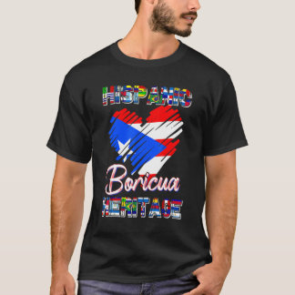 Maand van het heilzame erfgoed Puerto Rico Flag Bo T-shirt