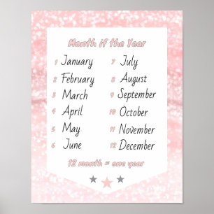 Maand van het jaar leren roze poster