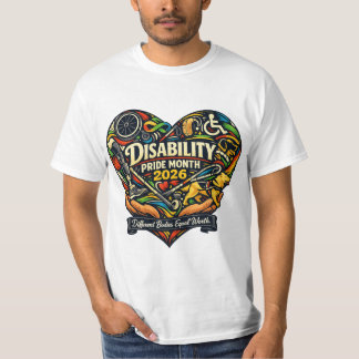 Maand van trots op een beperking 2026 Hart Kunst T-shirt