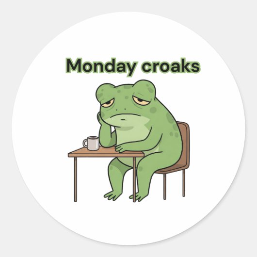 Maandag Croaks Ronde Sticker (Voorkant)