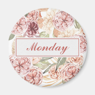 Maandag Dag van de Week Organisator Floral Magnet Magneet