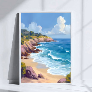 Maandag in Malibu   Strand Kliffen CA Reis  Poster