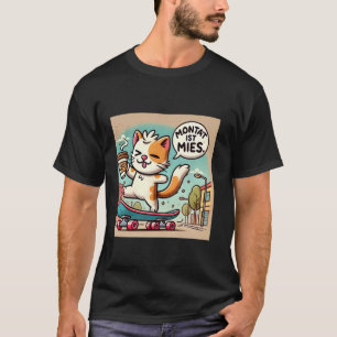 Maandag is miserabel Montat Cat Coffee Skateboard T-shirt