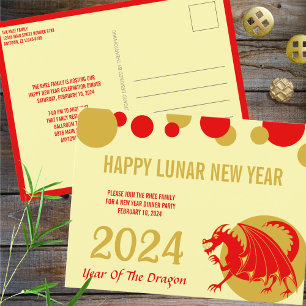 Maandag Nieuwjaar 2024 Red Dragon Party of Groet Briefkaart
