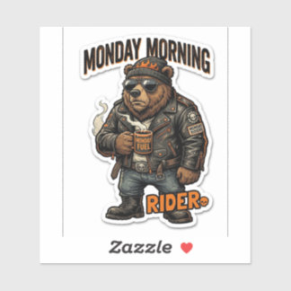 Maandag Ochtend Rijder Sticker — Biker Bear Coffee