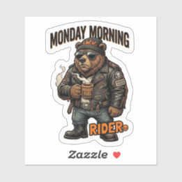 Maandag Ochtend Rijder Sticker — Biker Bear Coffee