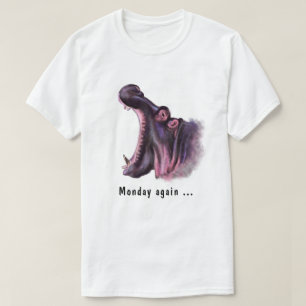 Maandag opnieuw Yawning Hippo Fun T-Shirt - Jouw t