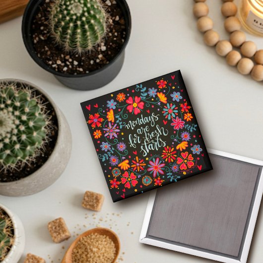 Maandag verse start Floral Inspirivity Magnet Magneet