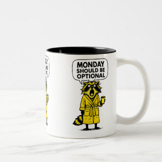 Maandag zou een optionele grappige wasbeer moeten  tweekleurige koffiemok