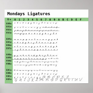 Maandagen Lettertype Ligaturen Poster