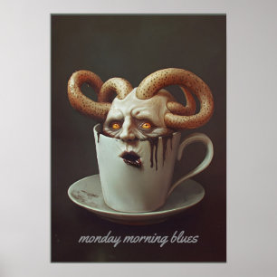 Maandagochtend dip cafeïne niveau waarschuwing 3 poster