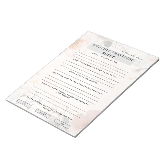 maandelijks dankbaarheidsblad notitieblok (Schuin)